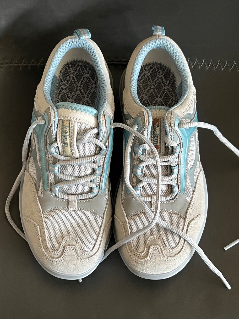 Women's Light Gray Kybun Sneakers with Sky Blue Accents